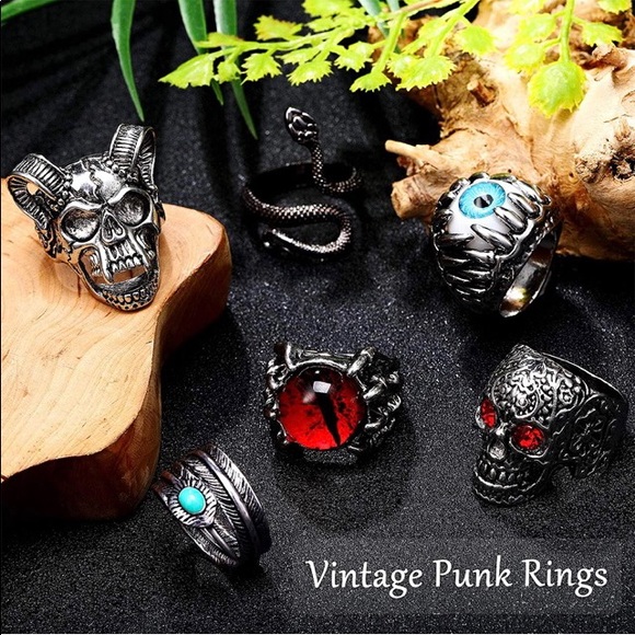 Vintage-Style Punk Blue Dragon Eye Ring Silver Alloy Not Adjustable Sz9.25 H219 - Picture 8 of 16